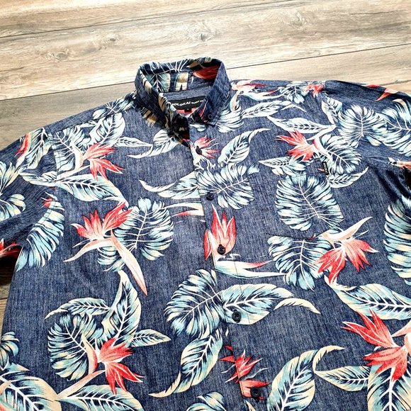 Molokai Surf Co Mens Short Sleeve Shirt Hawaiian Resort Paradise Floral - Picture 2 of 10